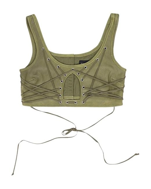 Who Decides War Green Laced Crop Top