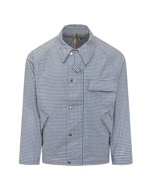 Barbour Blue X Paul Smith Gingham-Pattern Shirt Jacket for men