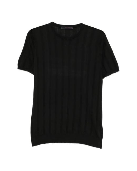 Jeordie's Black Ribbed Short-Sleeve Cotton T-Shirt for men