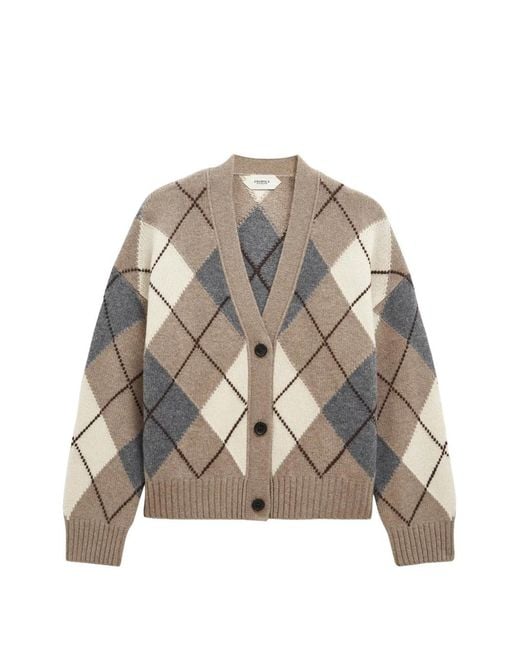 Pringle of Scotland Natural Argyle Cashmere Cardigan