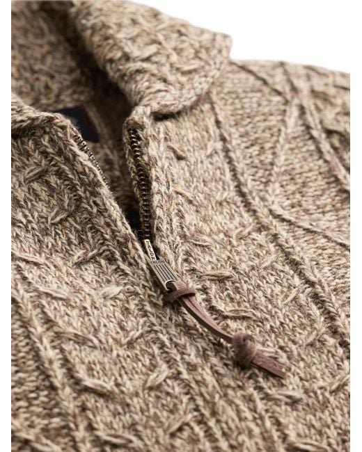 RRL Brown Cable-Knit Zip Cardigan for men