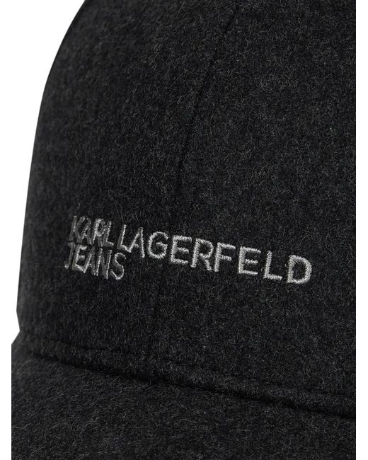 Karl Lagerfeld Black Essential Wool-Blend Cap for men