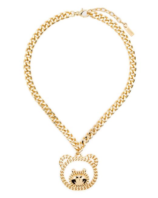 Moschino Metallic Teddy Bear-Pendant Necklace