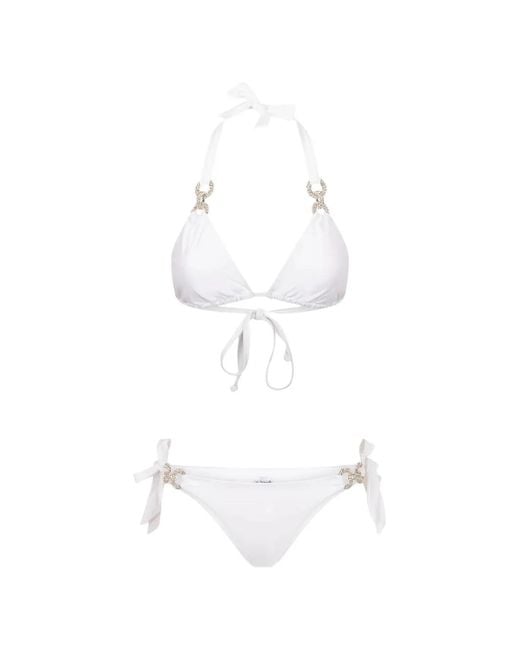 Bikinville White Leonie Crystal-Embellished Bikini