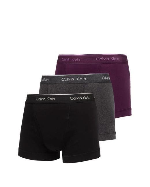 Calvin Klein Purple Logo-Waistband Trunks (Set Of Three) for men