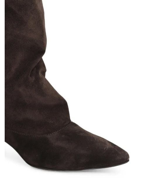 The Seller Black Almond-Toe Calf Suede Slouchy Boots