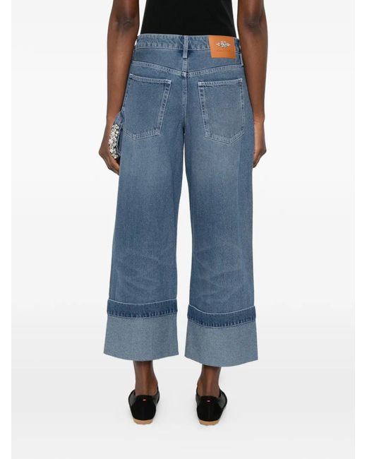 Simone Rocha Blue Strap-Ebellished Jeans