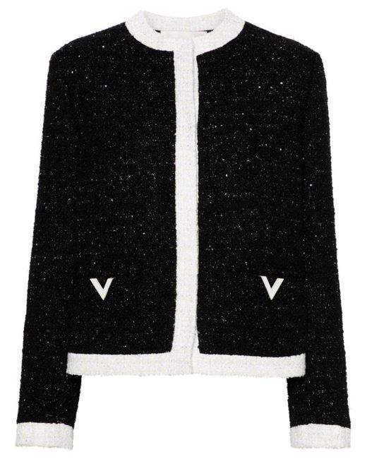 Valentino Garavani Black Sequinned Glaze Tweed Jacket