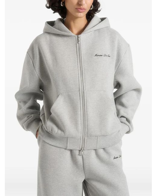 Manière De Voir Gray Js002 Signature Relaxed Fit Zip Hoodie