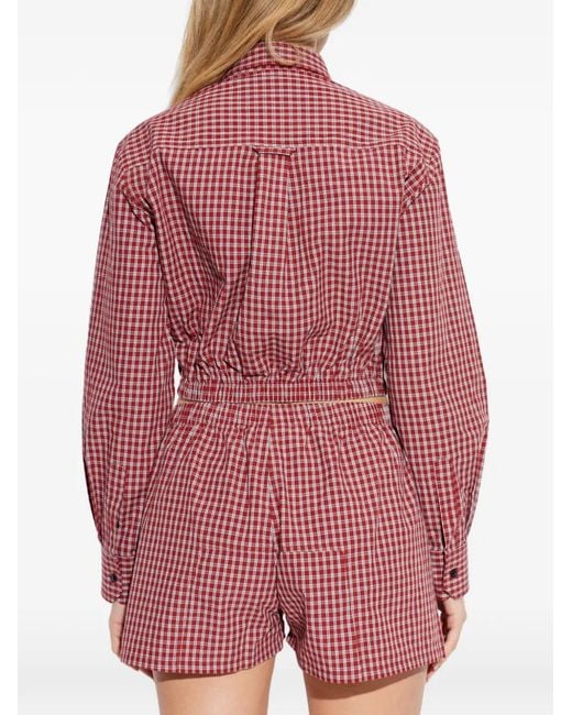 Vetements Red Checked Cropped Top