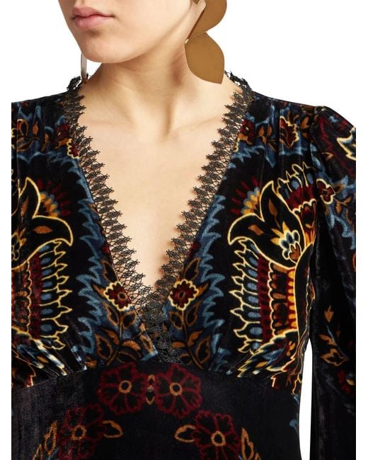 Etro Black Floral Velvet Dress