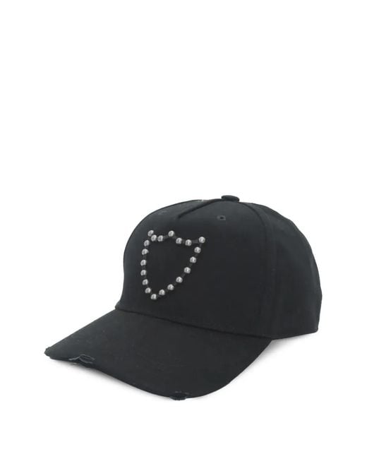 HTC Black Studded Distressed Cap for men