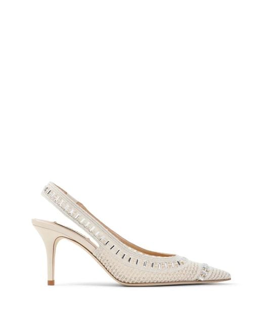 Arteana White Trieste Embellished Crochet Slingback Pumps