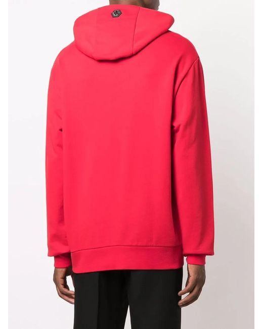 Philipp Plein Red Logo-Print Pullover Hoodie for men