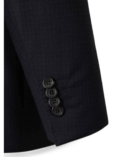 Canali Blue Check-Pattern Single-Breasted Suit for men