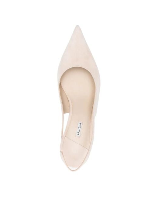 Le Silla White Point-Toe Slingback Pumps