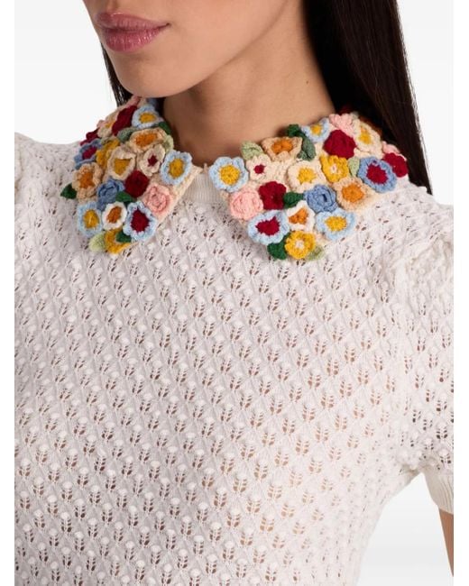 Maglione A Fiori di Alice + Olivia in White