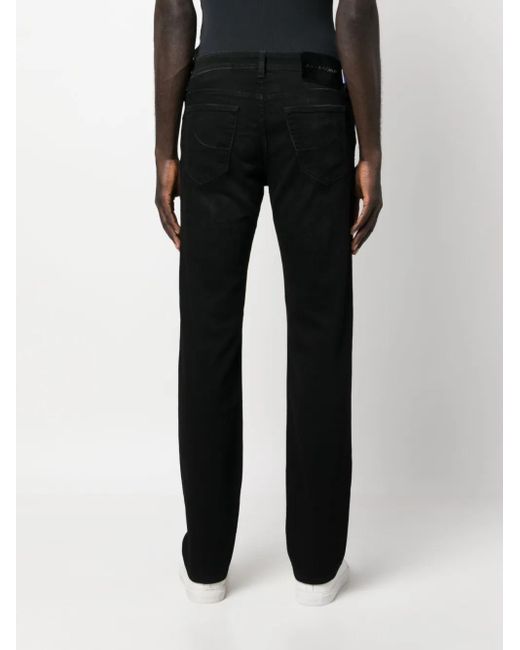 Jacob Cohen Black Logo-Patch Straight-Leg Jeans for men