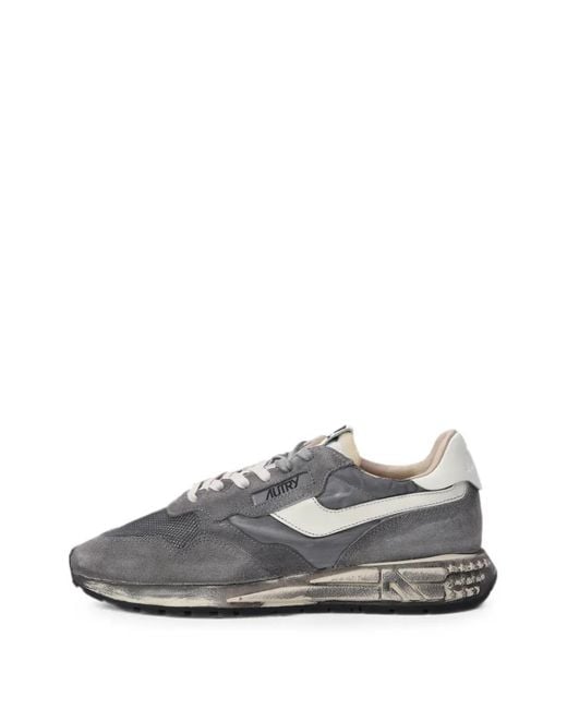 Autry Gray Reelwind Super Vintage Lace-Up Sneakers for men