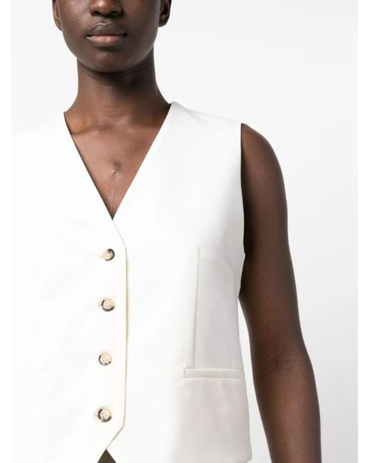 Gilet Sartoriale Con Scollo A V di PT Torino in White