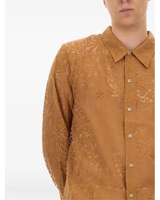 Séfr Brown Maui Lace-Detail Shirt for men