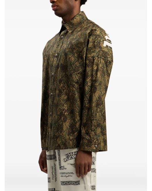 メンズ Palm Angels ロゴ オーバーシャツ Green