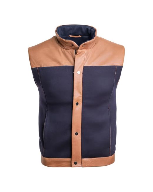 Manrico Cashmere Blue Panelled Vest for men