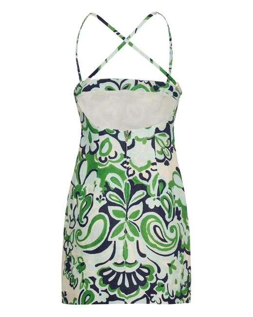 Cara Cara Geometric-Print Cross-Back Mini Day Dress in Green | Lyst