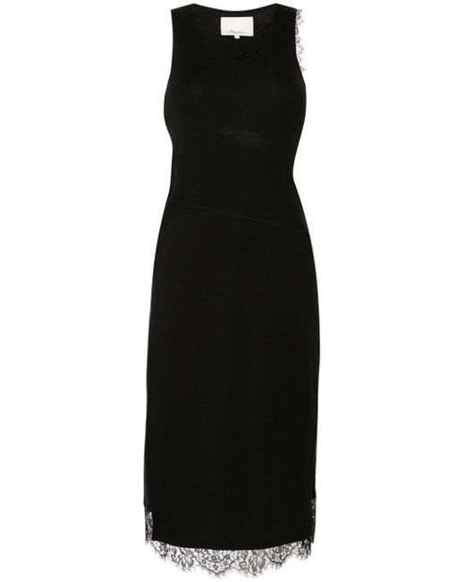 Vestido asimétrico con ribete de encaje 3.1 Phillip Lim de color Black
