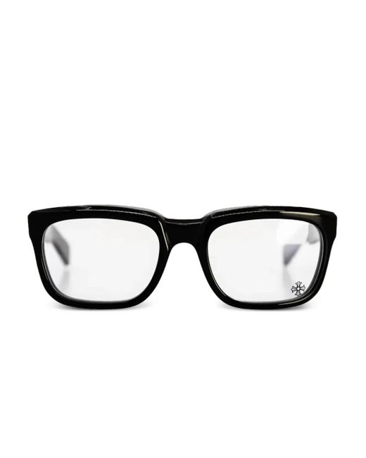 Chrome Hearts Black Rectangle-Frame Glasses