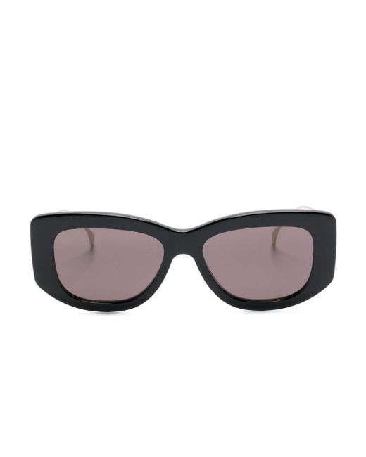 Gucci Black Double G Rectangle-frame Sunglasses