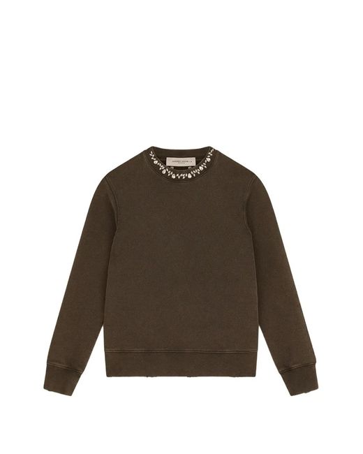Golden Goose Deluxe Brand Gray Relaxed Fit Long Sleeve Sweatshirt With Decorative Detail