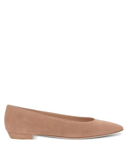 Gianvito Rossi Brown Point-Toe Ballet Flats
