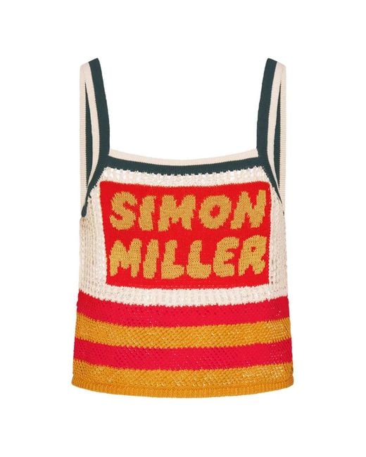 Simon Miller Red Dibby Crochet Cropped Tank Top