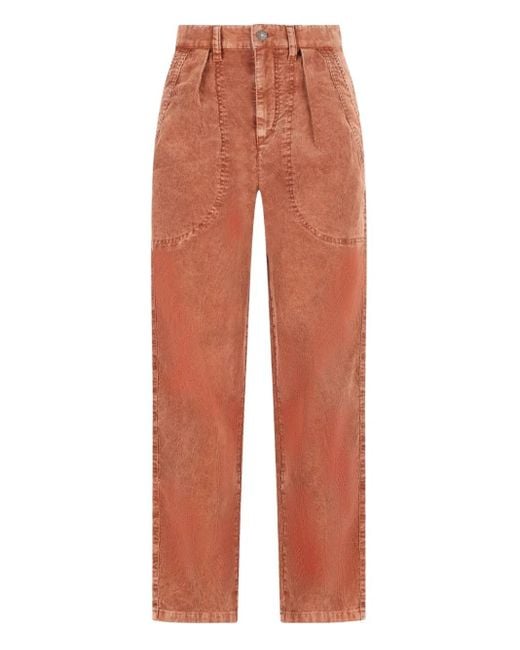 Isabel Marant Orange Onyta Pleated Pocket Trousers