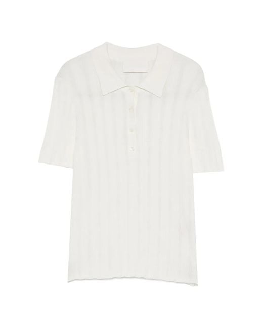Bompard White Ribbed Polo Shirt