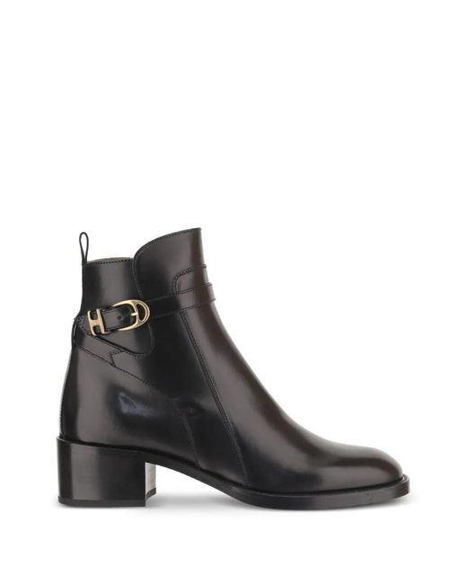 Sartore Black Buckle-Strap Ankle Boots