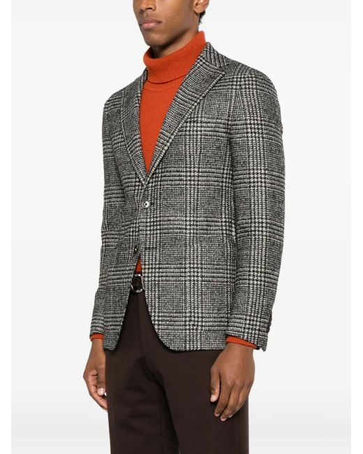 Tagliatore Gray Checked Button Jacket for men
