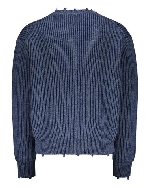 John Elliott Blue Ribbed Cropped Sweater for men