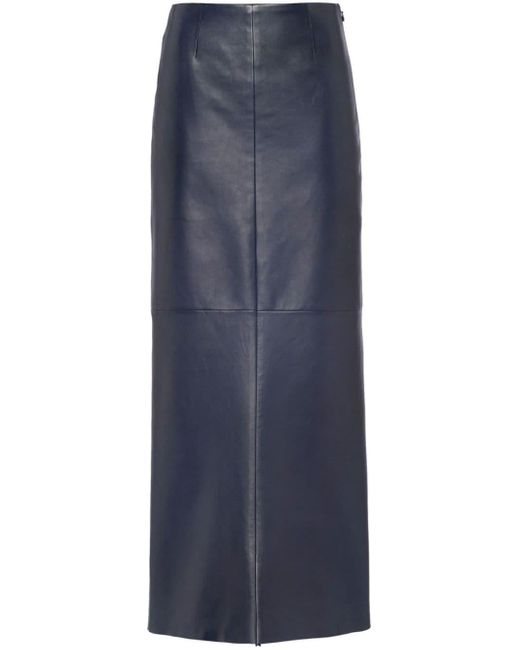 Prada Blue Nappa-leather Maxi Skirt