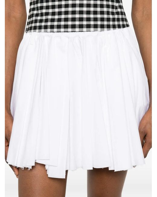 N°21 White Pleated Raw-Edge Mini Skirt