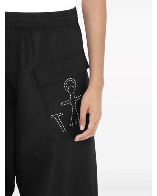 J.W. Anderson Black Twisted Jogginghose Mit Anker-Print