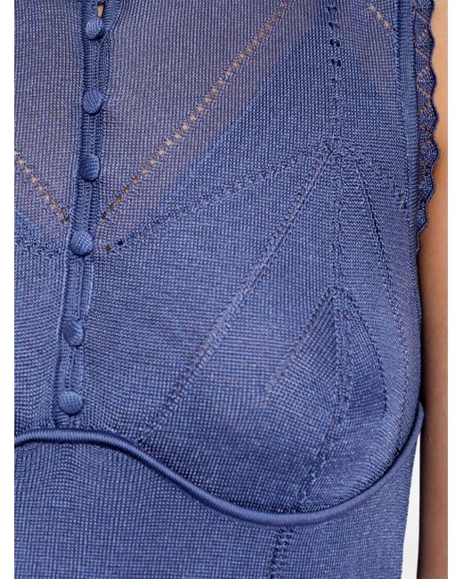 Lanvin Blue Open-knit Midi Dress