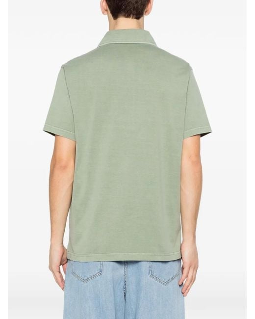 Fay Green Buttoned Short-Sleeve Polo Shirt for men