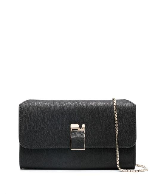 Valextra Black Pebbled Leather Clutch