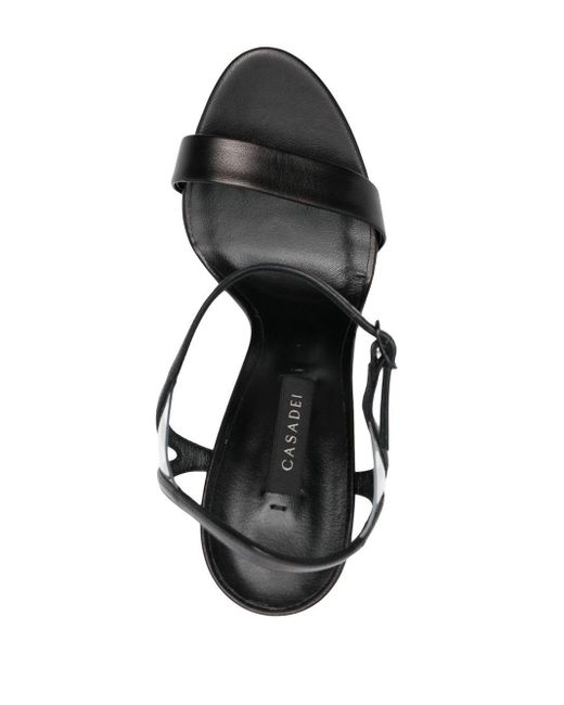 Sandales 135 mm à appliques fleurs Cuir Casadei en coloris Noir Femme Chaussures Chaussures à talons Sandales à talons 