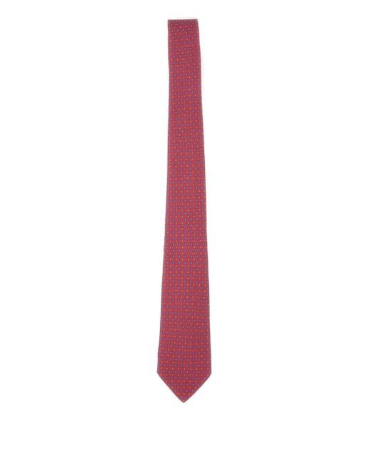 Corbata de seda con motivo floral Kiton de hombre de color Red