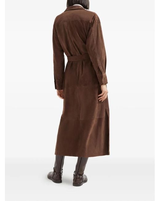 Brunello Cucinelli Brown Belted Suede Shirt Dress