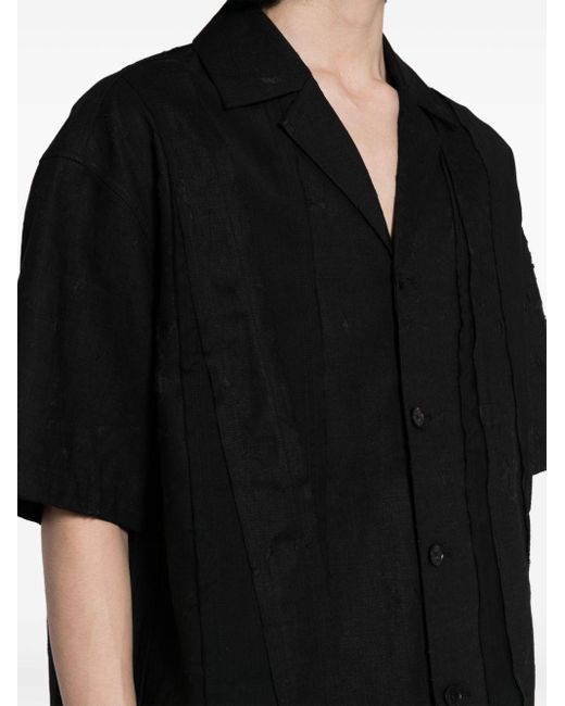 Feng Chen Wang Black Deconstructed Cotton-linen Shirt for men