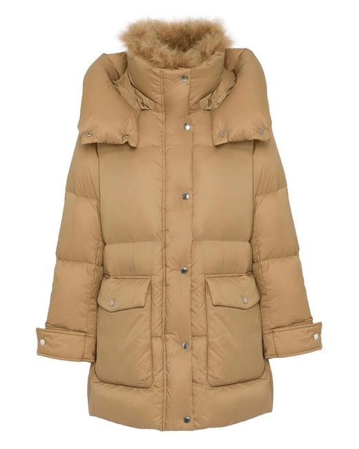 Yves Salomon Natural Hooded Down Coat